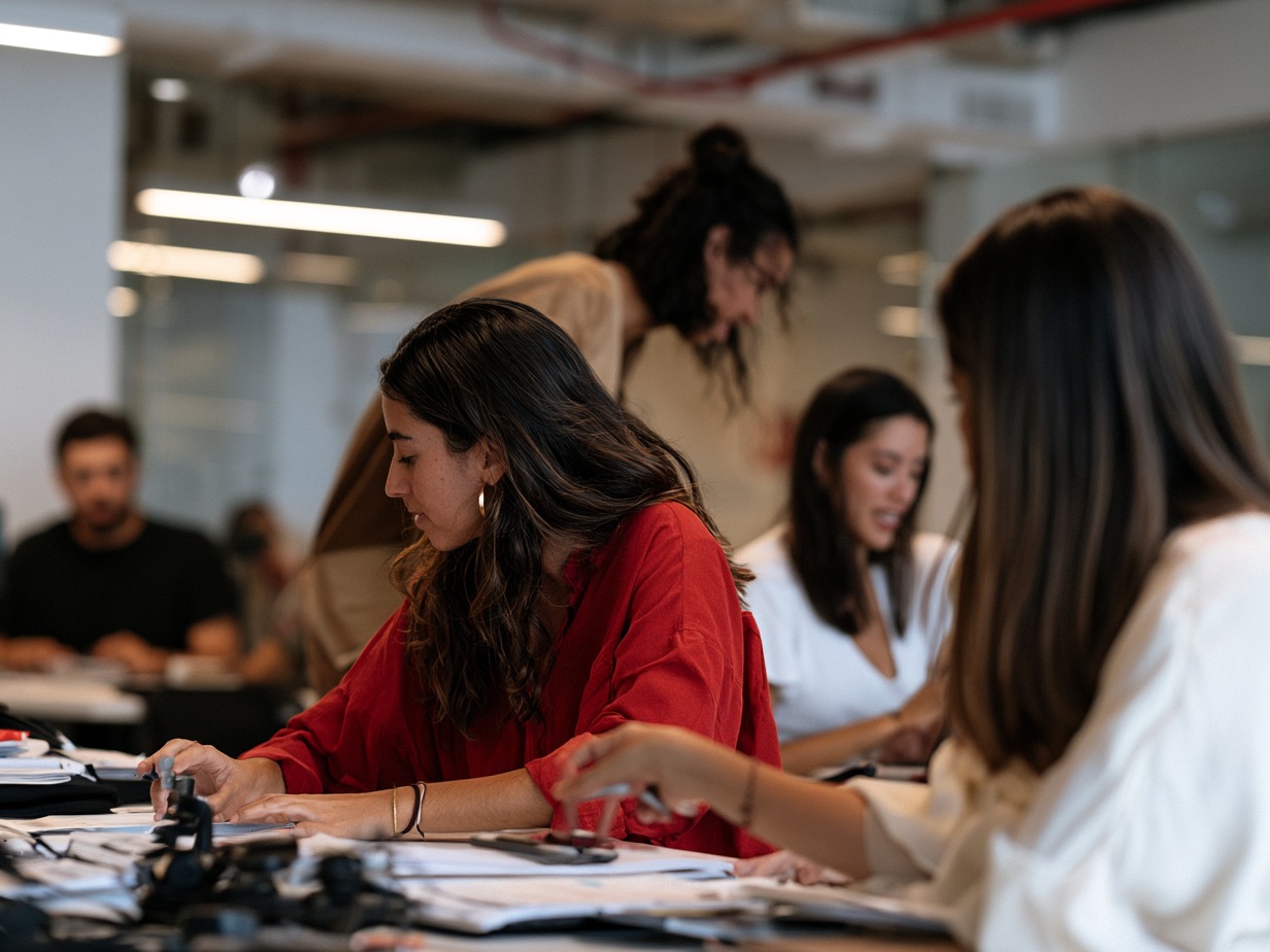 Equipo trabajando en la producción de contenido técnico y campañas